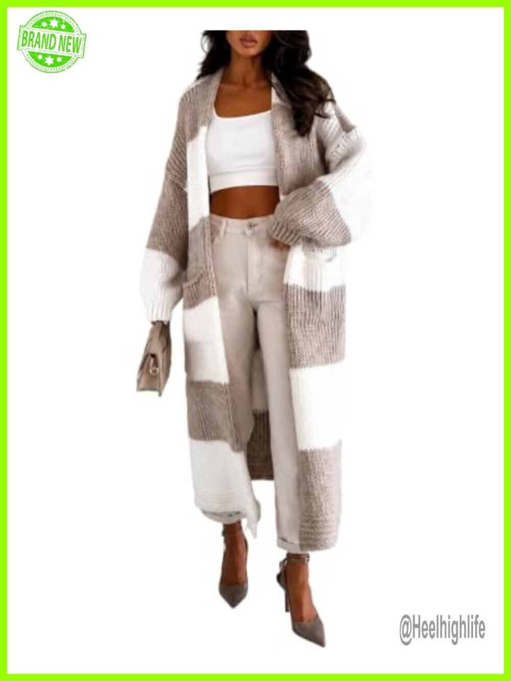 Oversized Open Front Chunky Knit Long Cardigan Sweater with Pockets Lantern